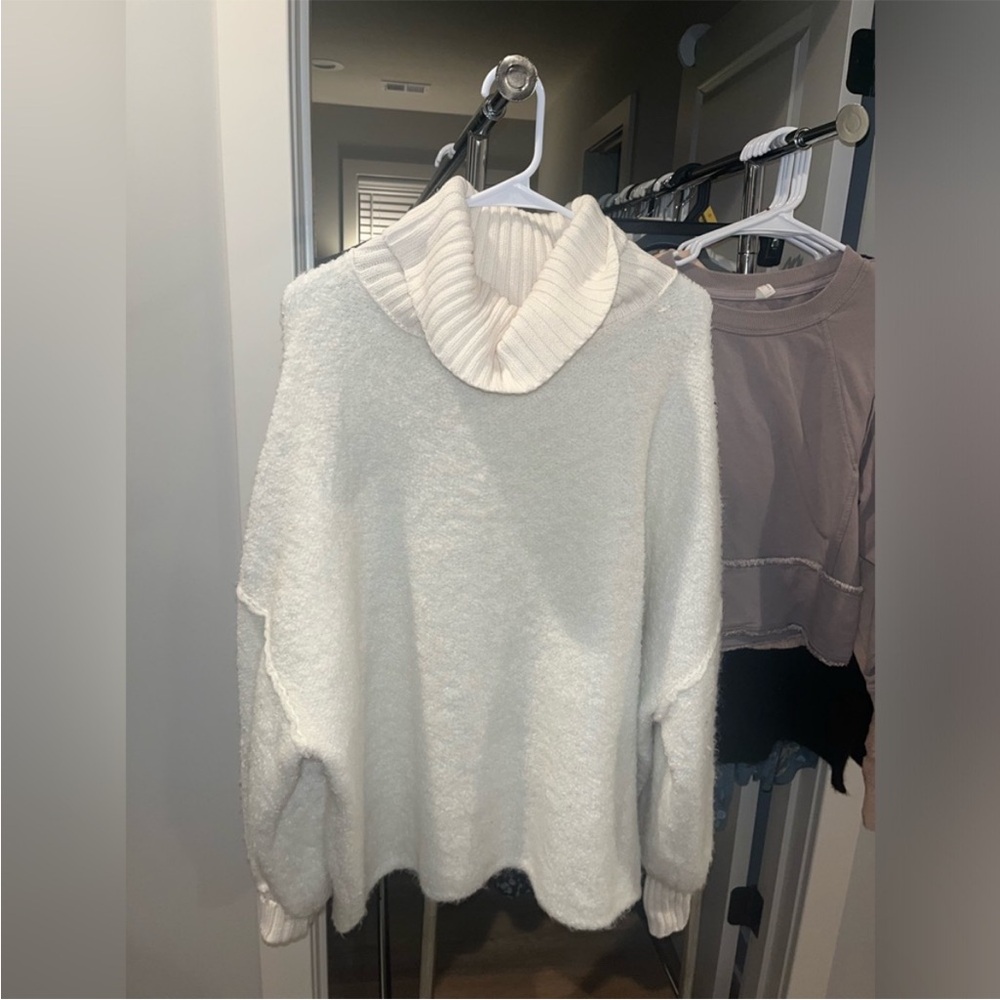 Free People Cream Cowl neck sweater